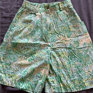 Lilly Pulitzer Green and Yellow Tropical Print Shorts